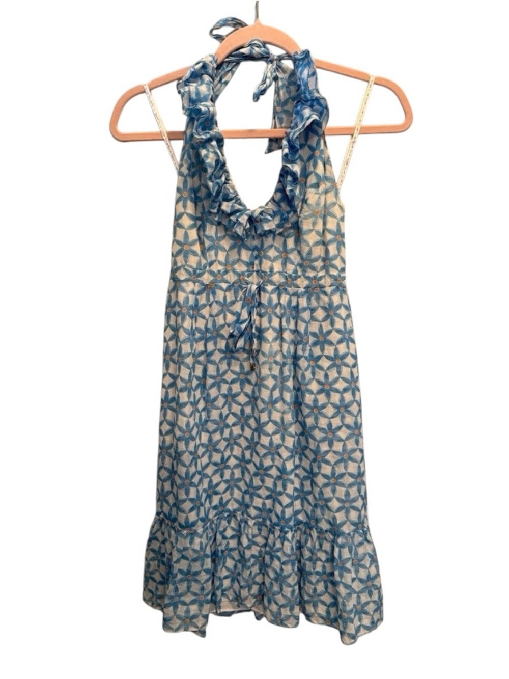 Lilly Pulitzer Dexter Floral Summer Halter Dress Size 0 Blue Preppy Whimsy